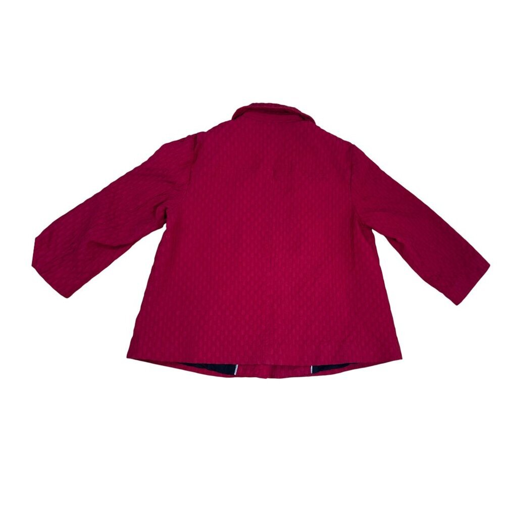 Chico’s Red Quilted Crop Blazer Jacket Size 1 Small Lined Button-Up Coat - Picture 5 of 7
